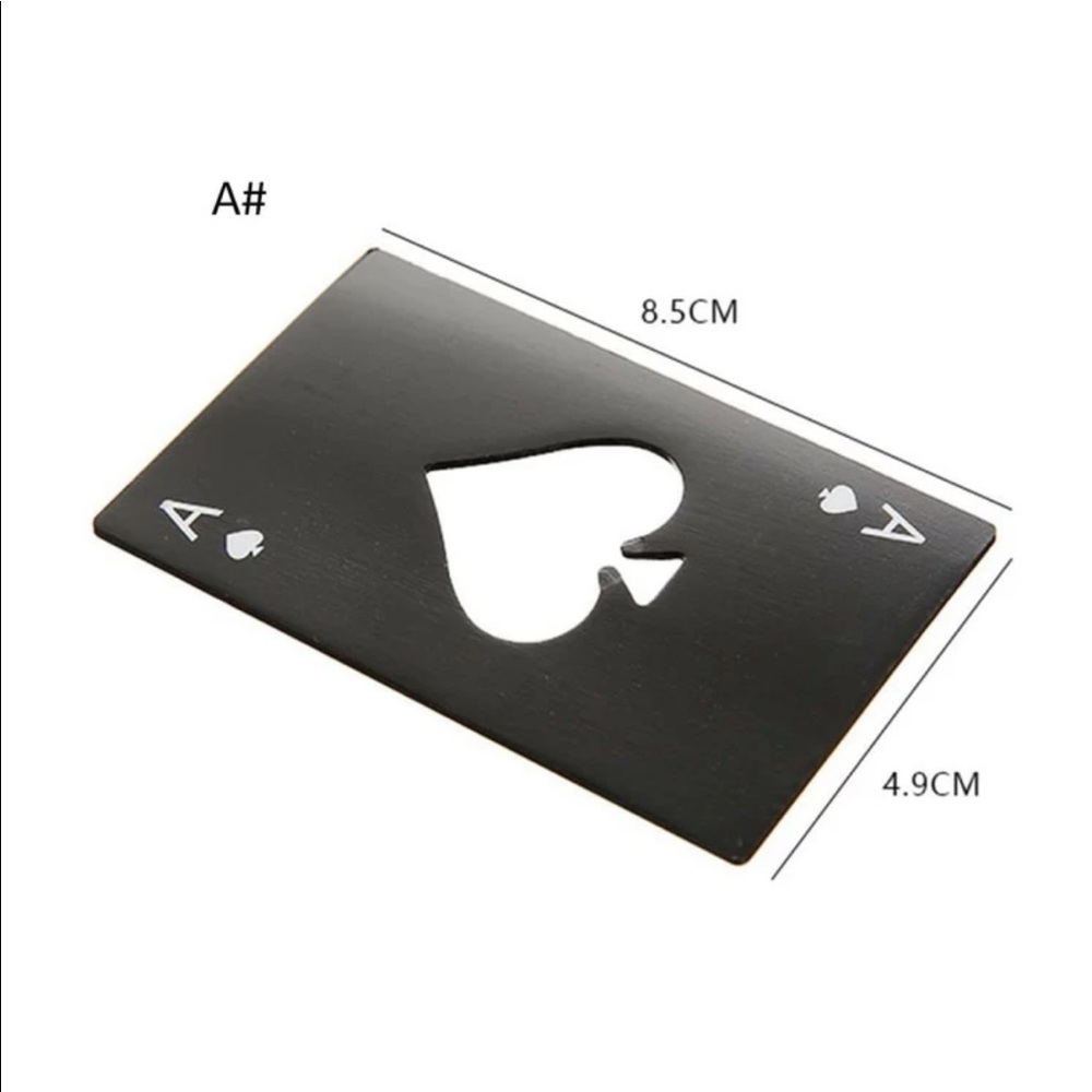 ♣️HOST PICK Bottle opener beer drinks kitchen poker ace card casino black silver - Picture 3 of 3